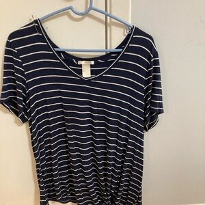 Navy Striped Women's Top
